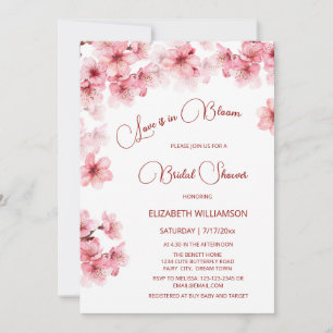 Love Is In Bloom Cherry Blossom Bridal Shower Invitation