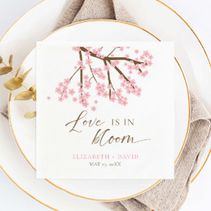 Love is in Bloom Cherry Blossoms Wedding Napkin
