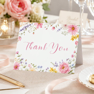 Love Is In Bloom Chic Floral Pink Custom Thank You Card