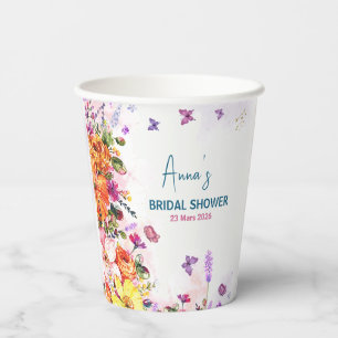 love is in bloom colourful wildflower bridal showe paper cups
