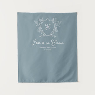 Love is in Bloom Crest Floral Bridal Shower Tapestry