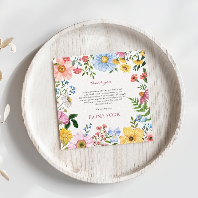 Love is in Bloom | Cute Wildflower Bridal Shower  Thank You Card (Love is blooming Bridal Shower Wildflowers Thank you, Card Square Cute Aesthetic)