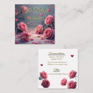 Love is in Bloom Details Pink Roses Wedding Invite