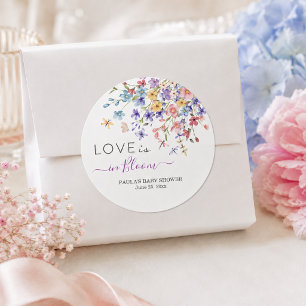 Love is in Bloom Dragonflies Baby Shower Classic Round Sticker