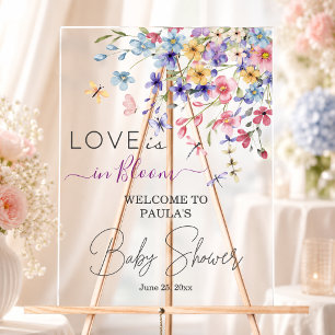 Love is in Bloom Dragonflies Baby Shower Welcome Acrylic Sign