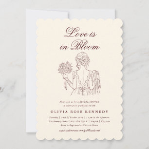 Love is in Bloom Elegant Illustrated Bridal Shower Invitation