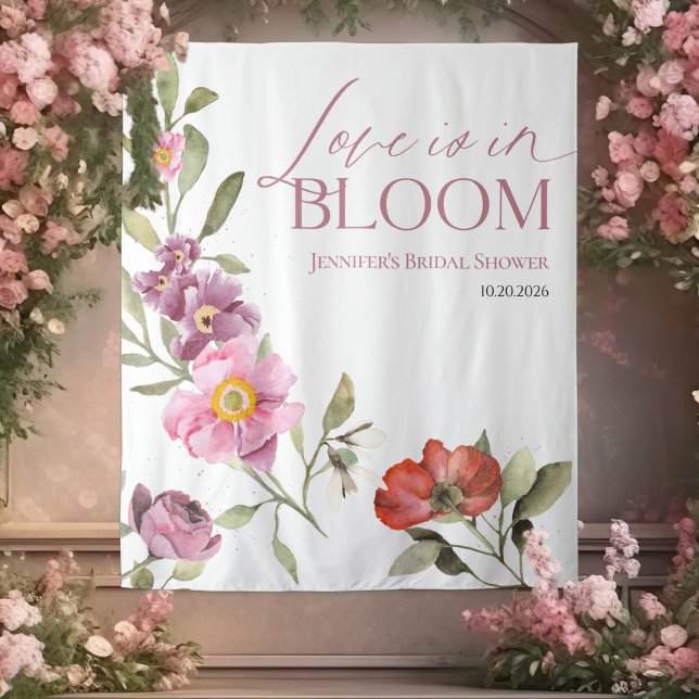 Love is in Bloom | Floral Bridal Shower Backdrops Tapestry (Creator Uploaded)