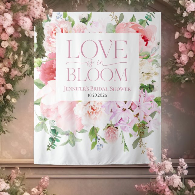 Love is in Bloom | Floral Bridal Shower Backdrops Tapestry (Creator Uploaded)