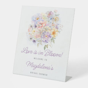 Love is in Bloom Floral Bridal Shower Welcome Pedestal Sign
