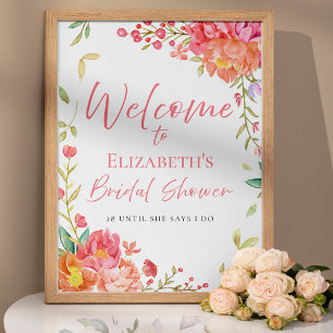 Love is in Bloom Floral Bridal Shower Welcome Sign