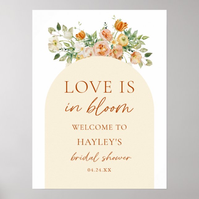 Love Is In Bloom Floral Bridal Shower Welcome Sign (Front)