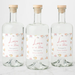 Love is in Bloom Floral Garden Bridal Shower Liquor Bottle Label