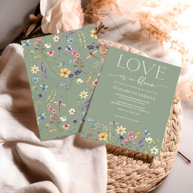 Love Is In Bloom Floral Sage Green Bridal Shower  Invitation (Creator Uploaded)