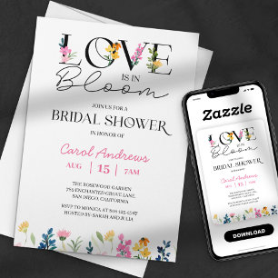 Love is in Bloom Floral Wildflower Bridal Shower Invitation