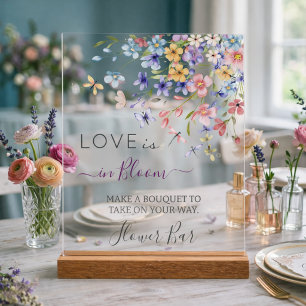 Love is in Bloom Flower Bar Bridal Shower Acrylic Sign