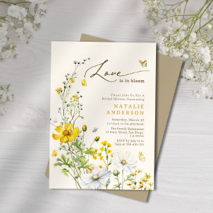 Love is in Bloom Flowers Butterfly Bridal Shower Invitation