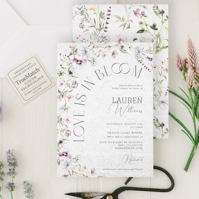 Love Is In Bloom Lavender Wildflower Bridal Shower Invitation (Creator Uploaded)