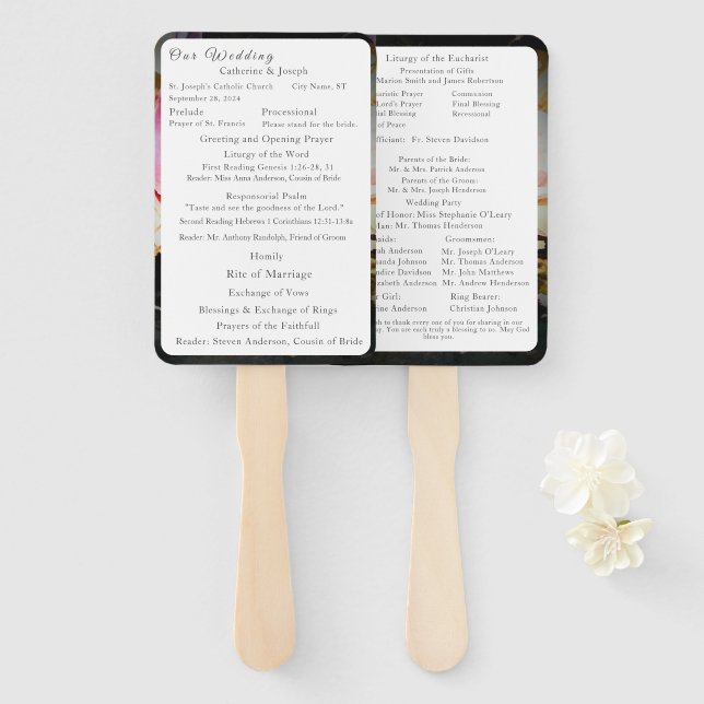 Love is in Bloom Nuptial Mass Wedding Program Hand Fan (Front and Back)