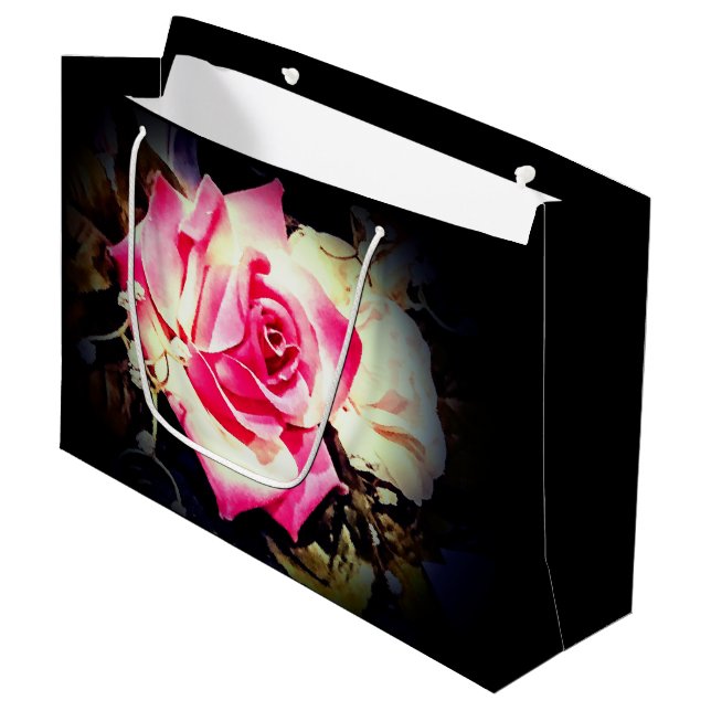 Love is in Bloom Photo Wrapping Paper Large Gift Bag (Front Angled)