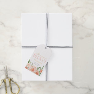 Love Is In Bloom Pink Floral Bridal Shower Gift Tags