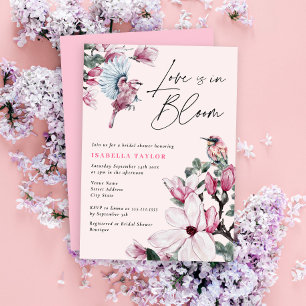 Love Is In Bloom Pink Floral Bridal Shower Invitation