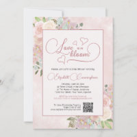 Love is in Bloom Pink Floral Bridal Shower QR Code