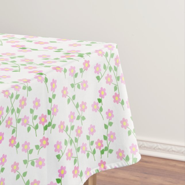 Love Is In Bloom Pink Floral Bridal Shower Tablecloth (In Situ)