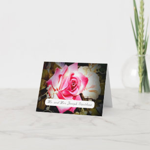 Love is in Bloom Pink Rose Folded Thank You Card