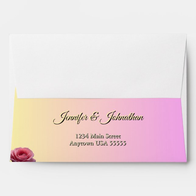 Love is in Bloom Pink Roses Wedding Envelope (Back (Top Flap))