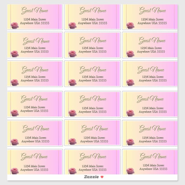 Love is in Bloom Pink Roses Wedding Guest Address (Sheet)