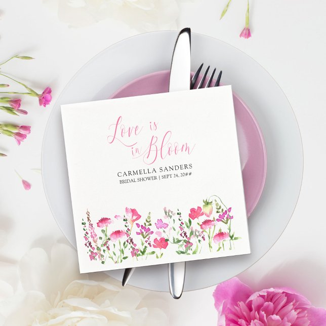 Love is in Bloom Pink Wildflower Bridal Shower Napkin (Love is in Bloom napkins  from my Pink Wildflower Collection. )
