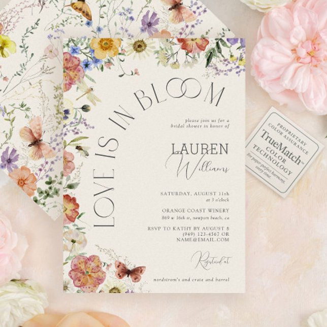 Love Is In Bloom Pressed Wildflower Bridal Shower Invitation (Creator Uploaded)