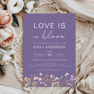 Love is in Bloom Purple Wildflower Bridal Shower Invitation