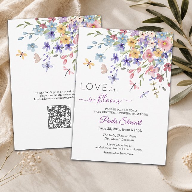 Love is in Bloom QR Code Baby Shower Invitation (Creator Uploaded)