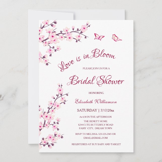 Love Is In Bloom | QR Code Registry Bridal Shower Invitation (Front)