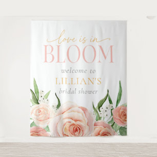 Love Is In Bloom Soft Pink Floral Photo Backdrop Tapestry