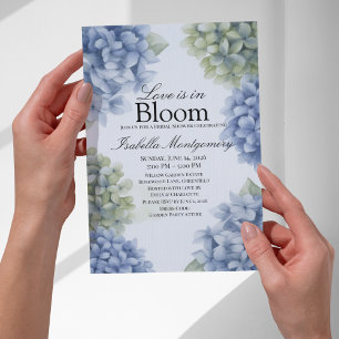 Love Is in Bloom Spring Blue Rustic Hydrangea Invitation