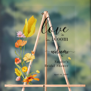 Love is in Bloom Spring Bridal Shower Welcome Acrylic Sign
