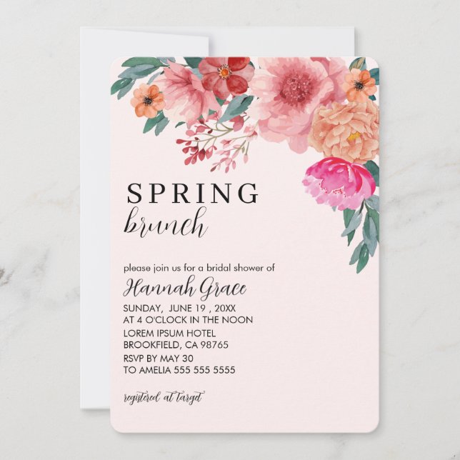 Love is in bloom spring floral Bridal Shower Invitation (Front)