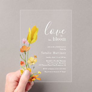 Love is in Bloom Spring Wildflower Bridal Shower Acrylic Invitations