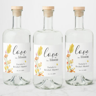 Love is in Bloom Spring Wildflower Bridal Shower Liquor Bottle Label