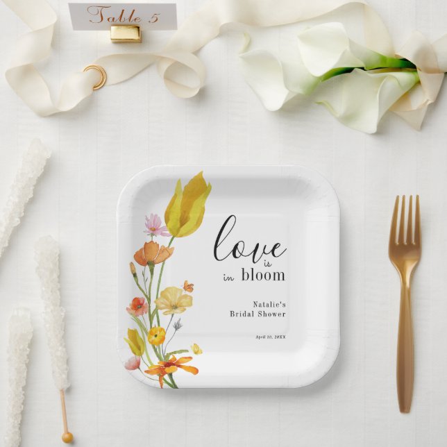 Love is in Bloom Spring Wildflower Bridal Shower Paper Plate (Wedding)