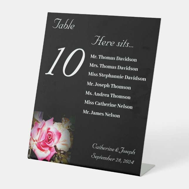 Love is in Bloom Table Number Pedestal Sign (Front)