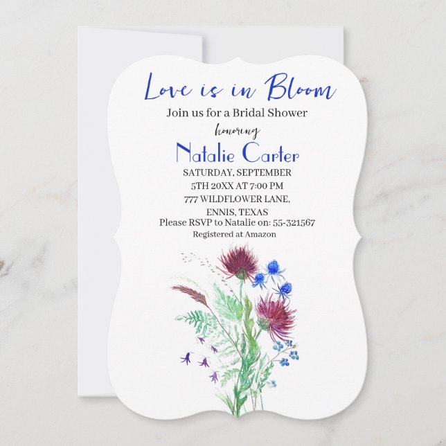 Love is in Bloom Thistle Floral Bridal Shower  Invitation (Front)