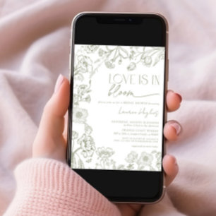 Love is in Bloom Vintage Sage Green Floral Shower Invitation