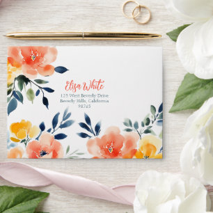 Love is in Bloom Watercolor Floral Bridal Custom Envelope