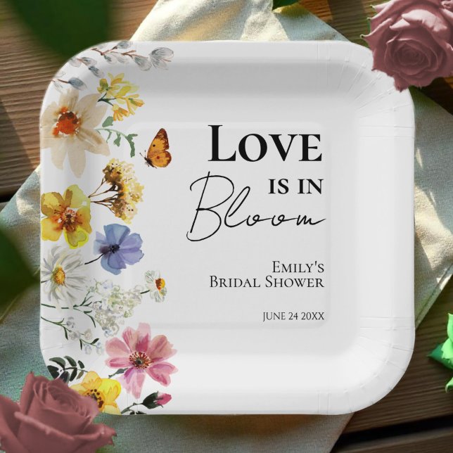 Love is in Bloom | Wildflower Boho Bridal Shower Paper Plate (Creator Uploaded)