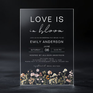 Love is in Bloom Wildflower Bridal Shower Acrylic Invitations