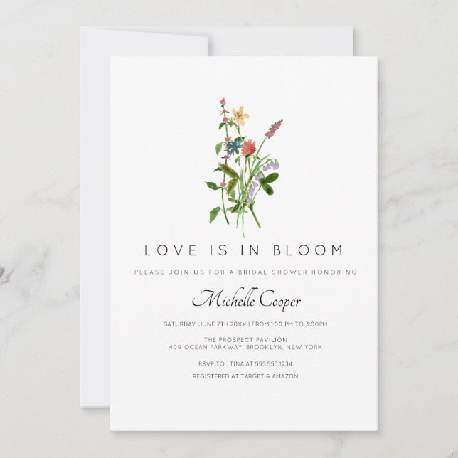 Love is in Bloom Wildflower Bridal Shower Invitation (Front)