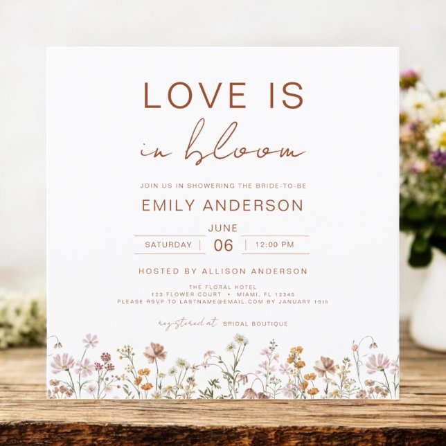 Love is in Bloom Wildflower Bridal Shower Invitation (Creator Uploaded)